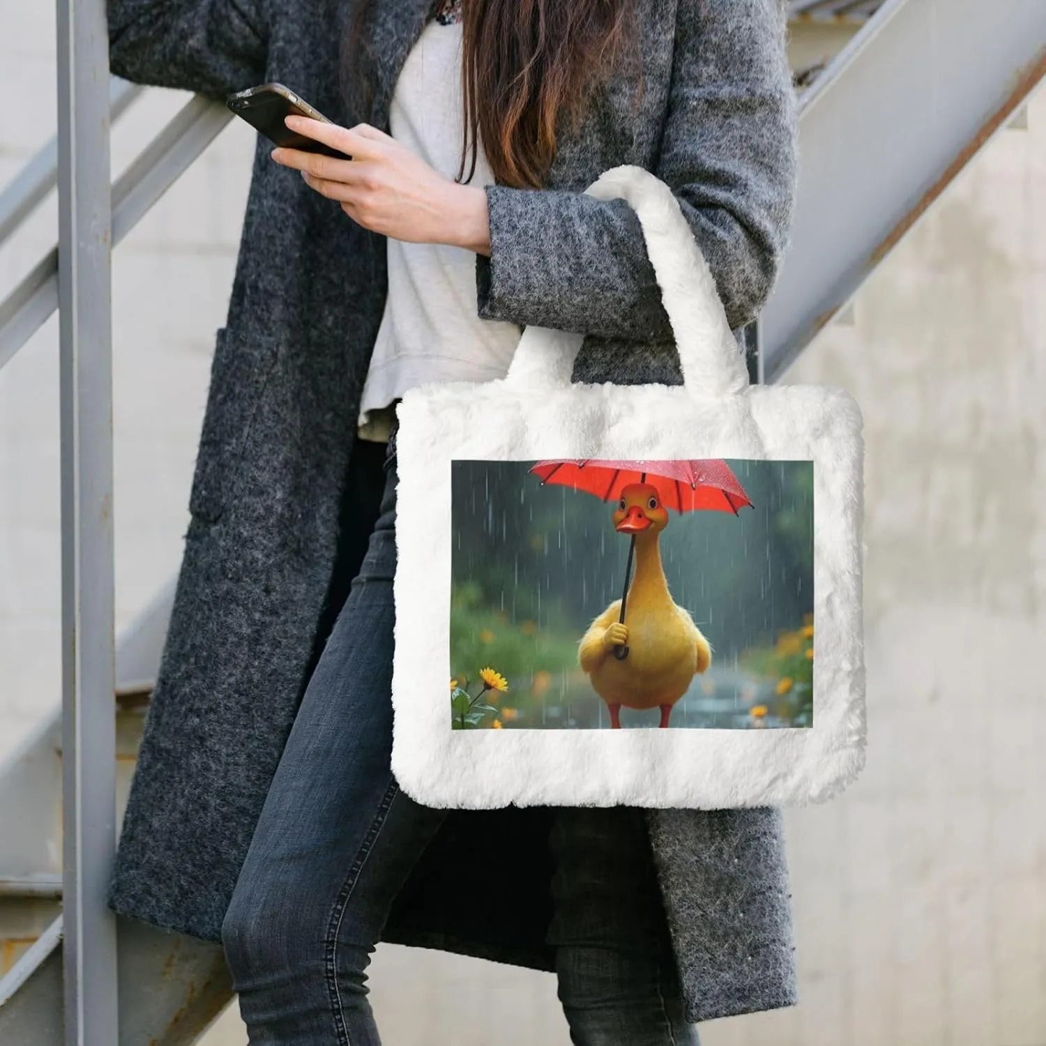 Women Shoulder Clutch Purse Bag Fluffy Fuzzy Faux Fur Cute Tote Handbag