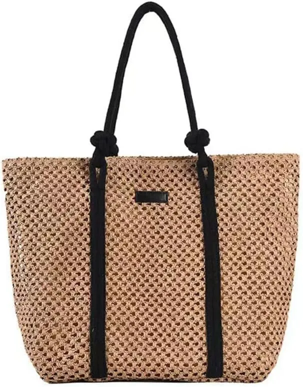 Women Tote Bags Straw Woven Shoulder Tote Large Rattan Handmade Shoulder Handbags for Women Beach Top-handle Handbag