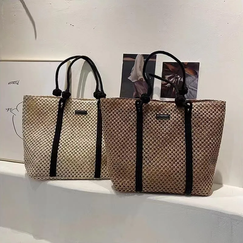 Women Tote Bags Straw Woven Shoulder Tote Large Rattan Handmade Shoulder Handbags for Women Beach Top-handle Handbag