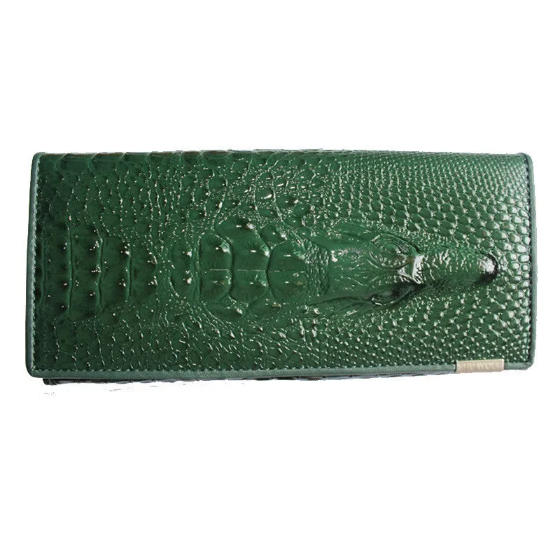 Women Wallet Female Coin Purses Holders Brand Genuine Leather 3D Embossing Alligator Ladies Crocodile Long Clutch Wallets