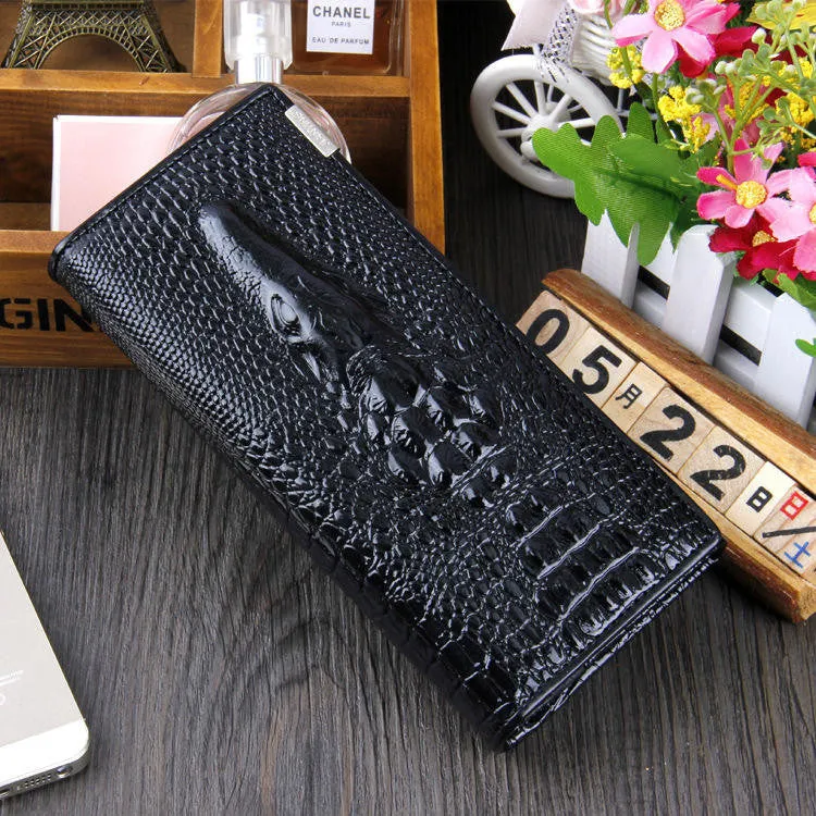 Women Wallet Female Coin Purses Holders Brand Genuine Leather 3D Embossing Alligator Ladies Crocodile Long Clutch Wallets