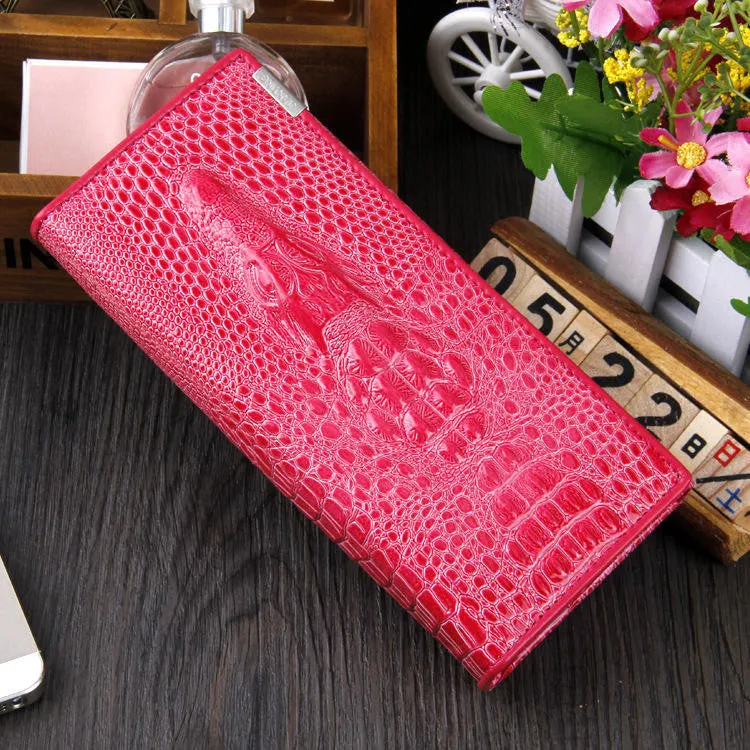 Women Wallet Female Coin Purses Holders Brand Genuine Leather 3D Embossing Alligator Ladies Crocodile Long Clutch Wallets