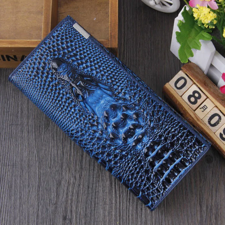 Women Wallet Female Coin Purses Holders Brand Genuine Leather 3D Embossing Alligator Ladies Crocodile Long Clutch Wallets