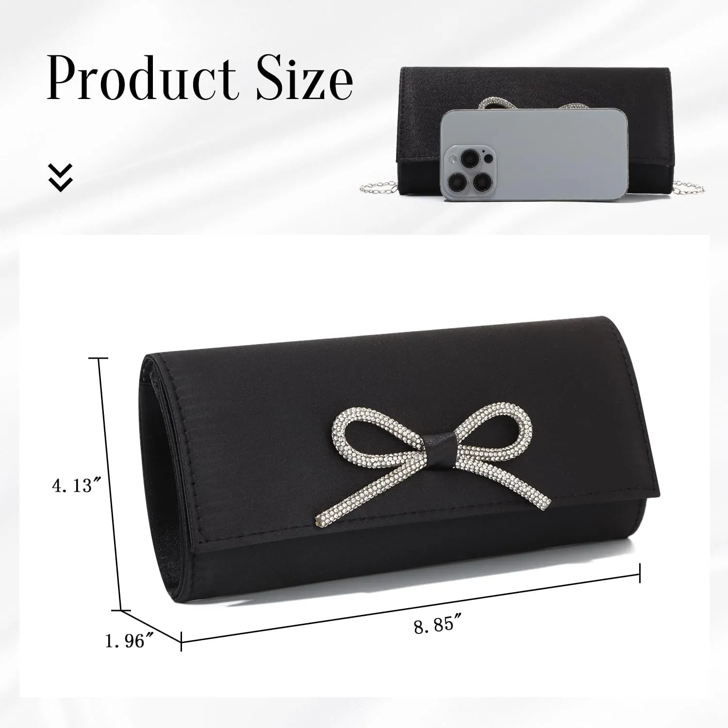 Women's Bow Clutch Purses with Chain, Evening Bag for Women Formal for Wedding Party Prom Cocktail