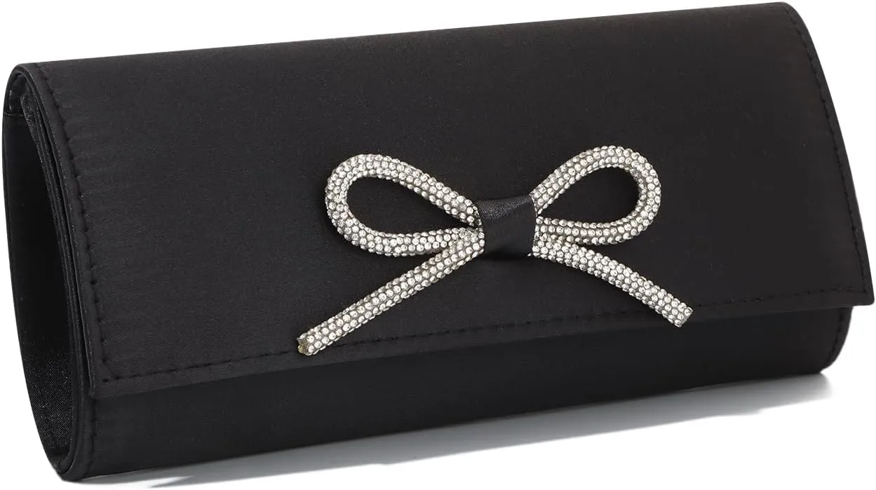 Women's Bow Clutch Purses with Chain, Evening Bag for Women Formal for Wedding Party Prom Cocktail