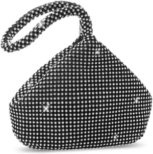 Women's Clutch Evening Bag- Mini Size Full Rhinestones Bling Wrist Clutch Purse for Party Wedding Date Night