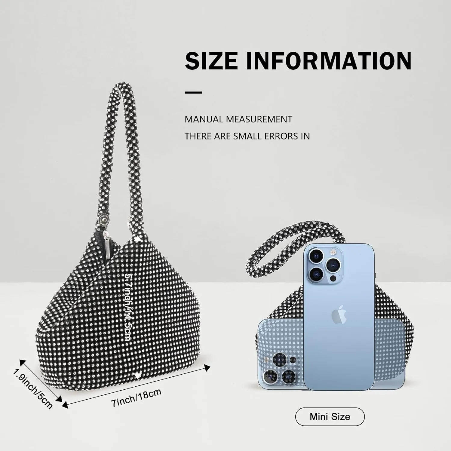 Women's Clutch Evening Bag- Mini Size Full Rhinestones Bling Wrist Clutch Purse for Party Wedding Date Night