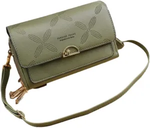 Women's Essential Adornments Moss Green Crossbody Bundle with Beige Shawl Moss Green ONE SIZE Cross Body Beige One Size