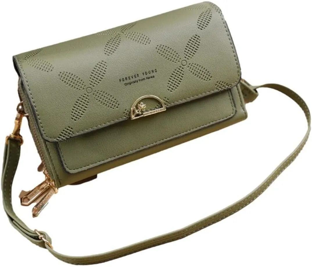 Women's Essential Adornments Moss Green Crossbody Bundle with Beige Shawl Moss Green ONE SIZE Cross Body Beige One Size