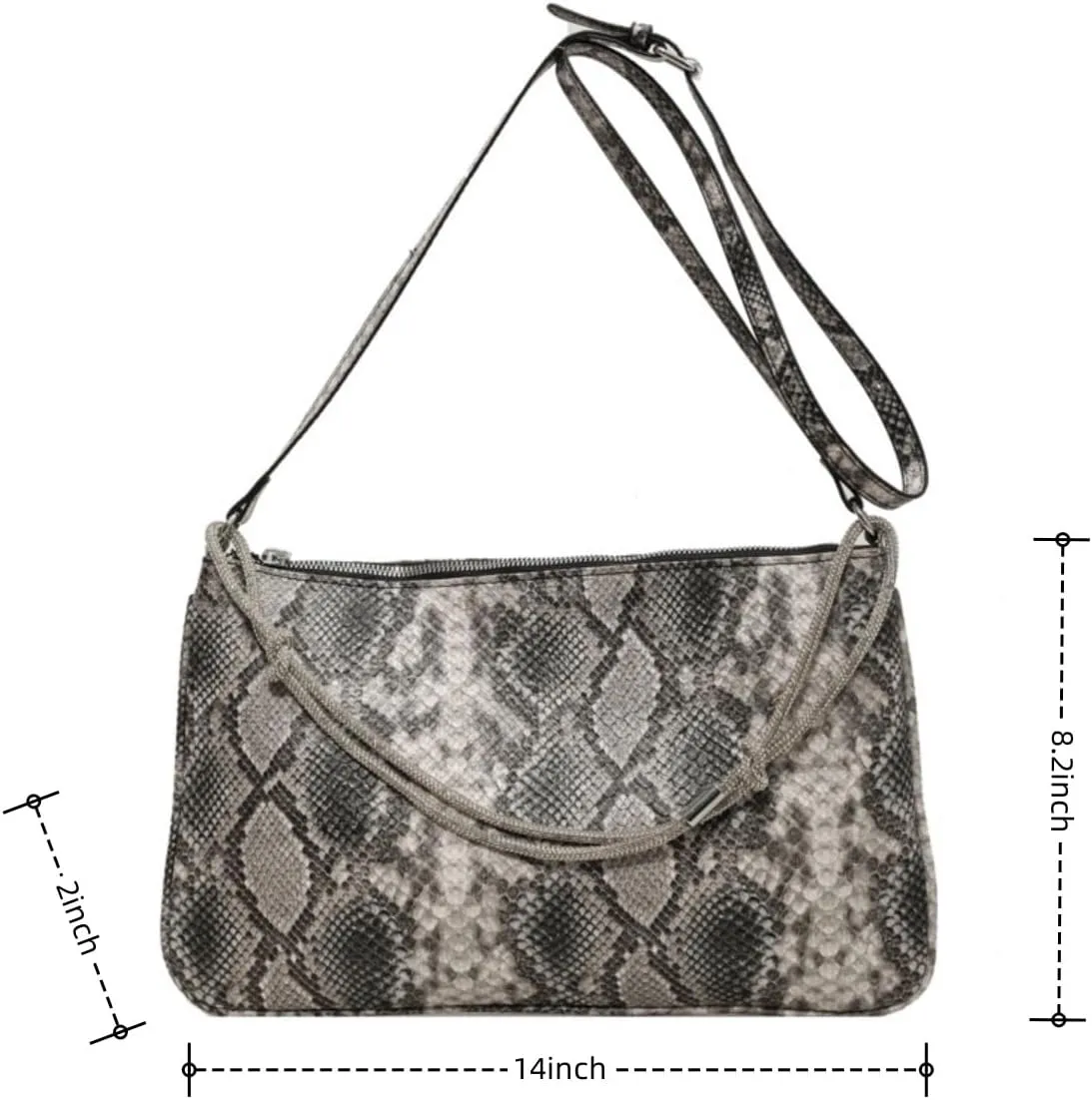 Womens Fashion Snakeskin Evening Handbag Top Handle Clutch Purse Chain Shoulder Cross-body Bag Khaki