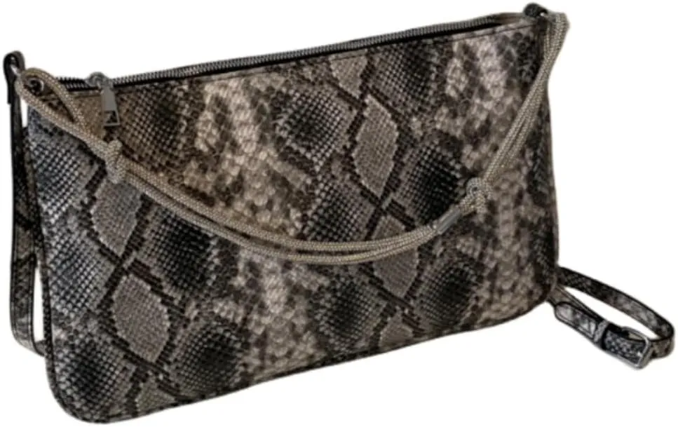 Womens Fashion Snakeskin Evening Handbag Top Handle Clutch Purse Chain Shoulder Cross-body Bag Khaki