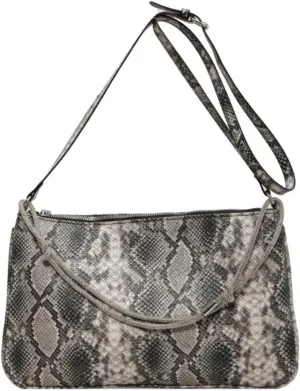 Womens Fashion Snakeskin Evening Handbag Top Handle Clutch Purse Chain Shoulder Cross-body Bag Khaki
