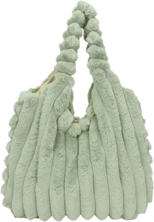 Women's Fluffy Tote Handbag Fleece Sherpa Shoulder Bag Hobo Tote Bag Fuzzy Faux Fur Cute Casual Clutch