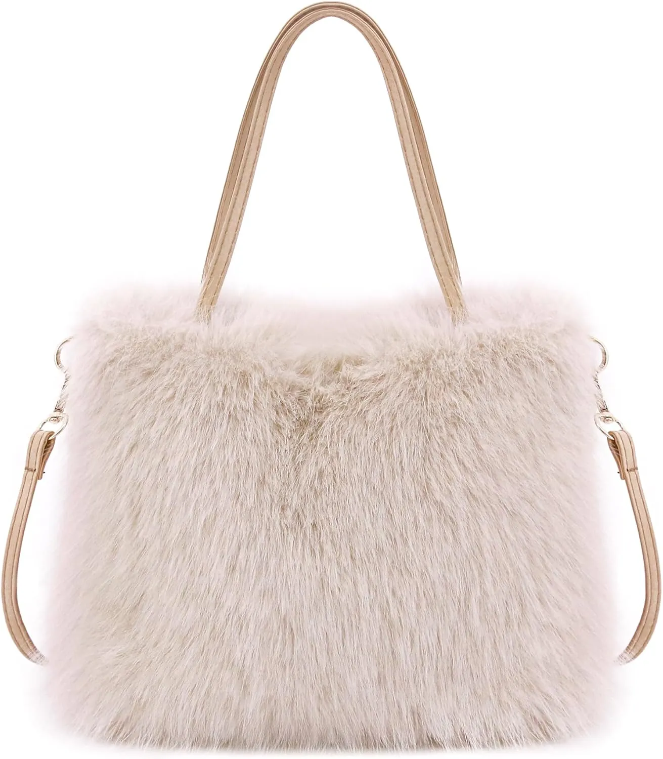 Womens Luxurious Cute Fluffy Faux Fur Clutch Shoulder Bag Wide Match Crossbody Handbag
