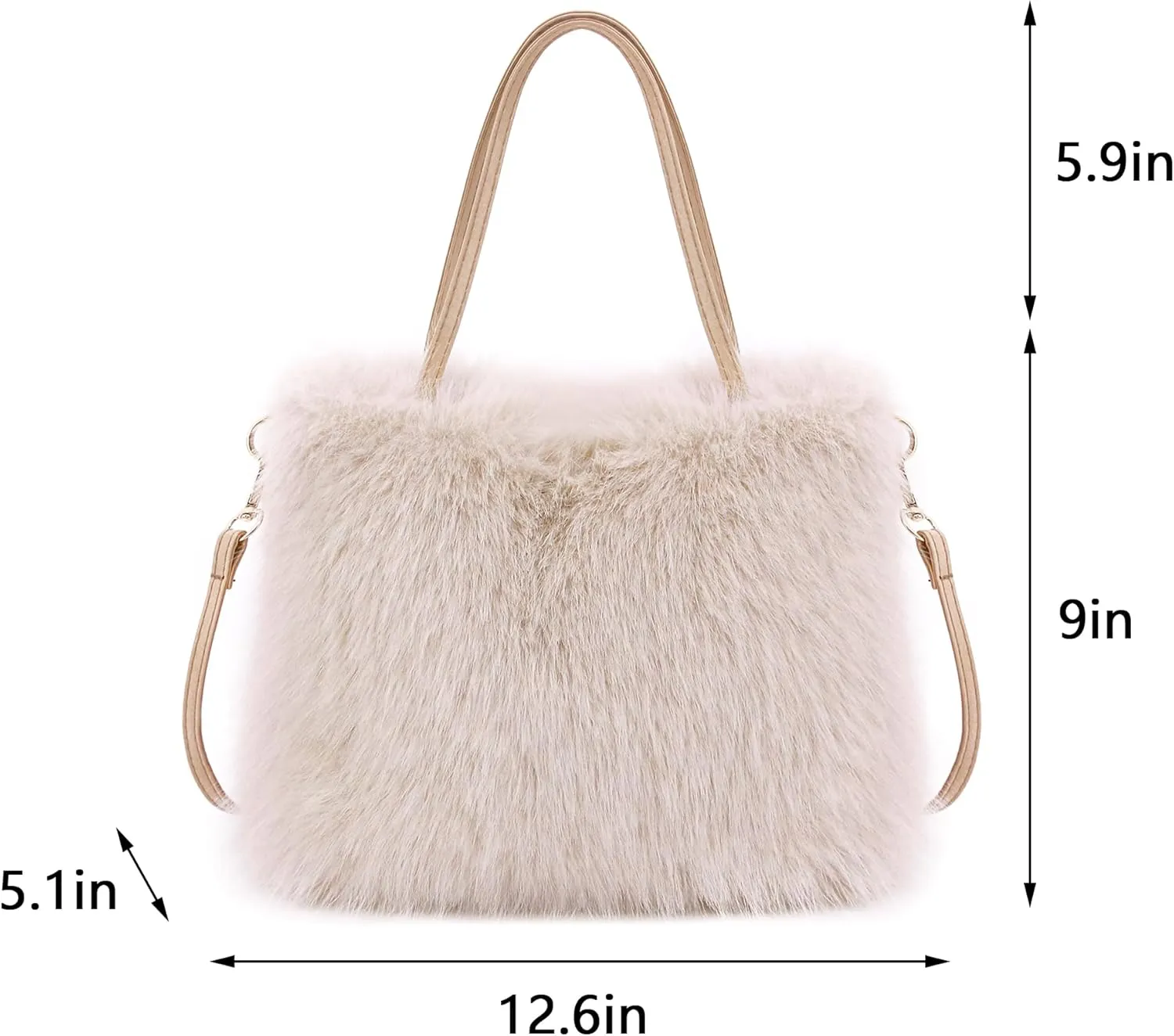 Womens Luxurious Cute Fluffy Faux Fur Clutch Shoulder Bag Wide Match Crossbody Handbag