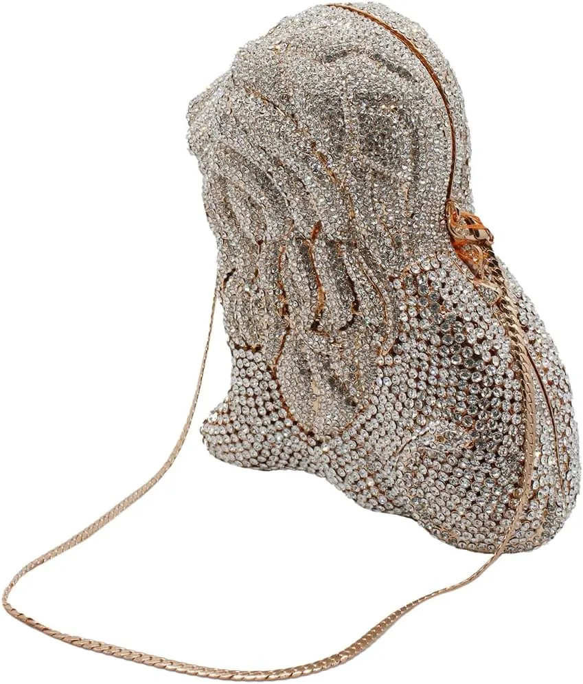 Women's Mini Lion Evening Clutch Bags Rhinestone Purse Wedding Party Prom Crystal Handbags