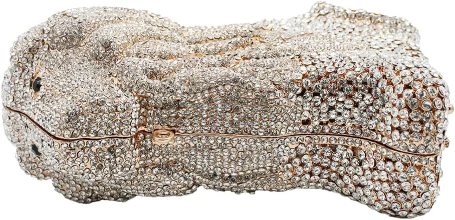 Women's Mini Lion Evening Clutch Bags Rhinestone Purse Wedding Party Prom Crystal Handbags
