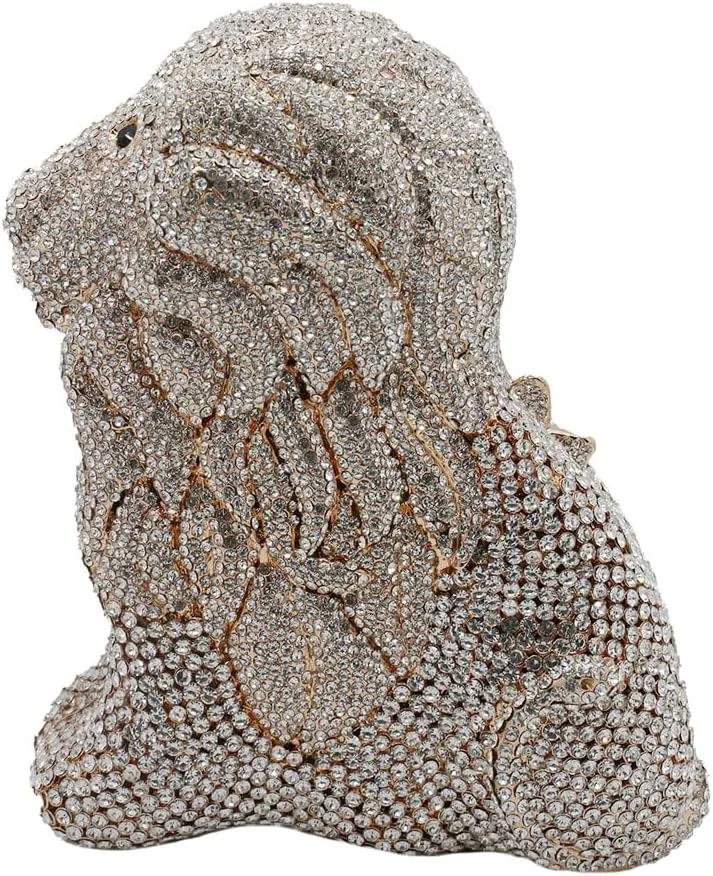 Women's Mini Lion Evening Clutch Bags Rhinestone Purse Wedding Party Prom Crystal Handbags