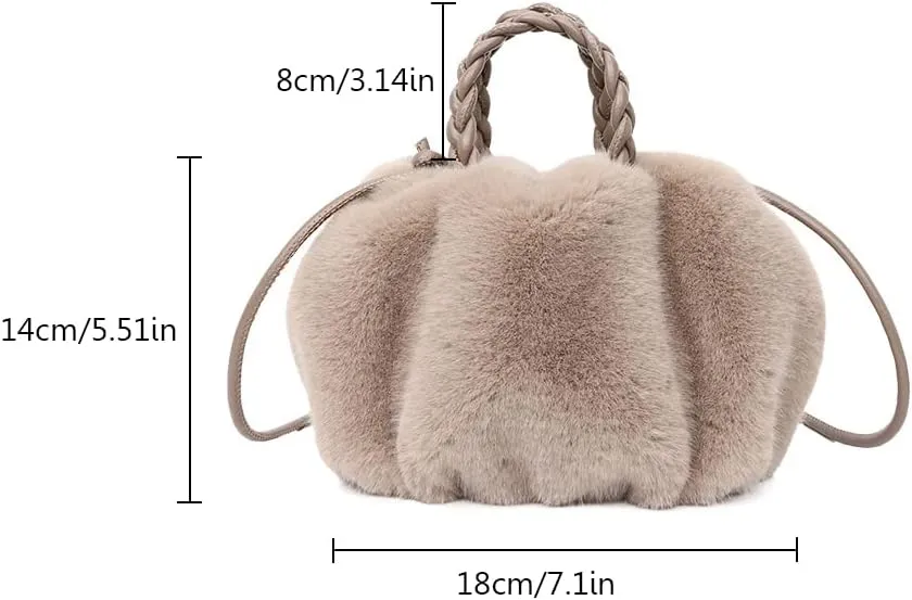 Women's Plush Shoulder Bag, Fuzzy Faux Fur Cloud-shape Dumpling Bag Warm Evening Handbags with Shoulder Strap