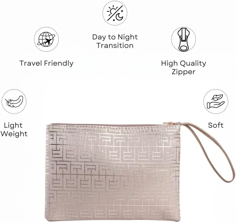 Women's Small Clutch Bag with Wrist Strap Evening Formal Party Wedding Guest Cocktail Prom Clutch Handbag