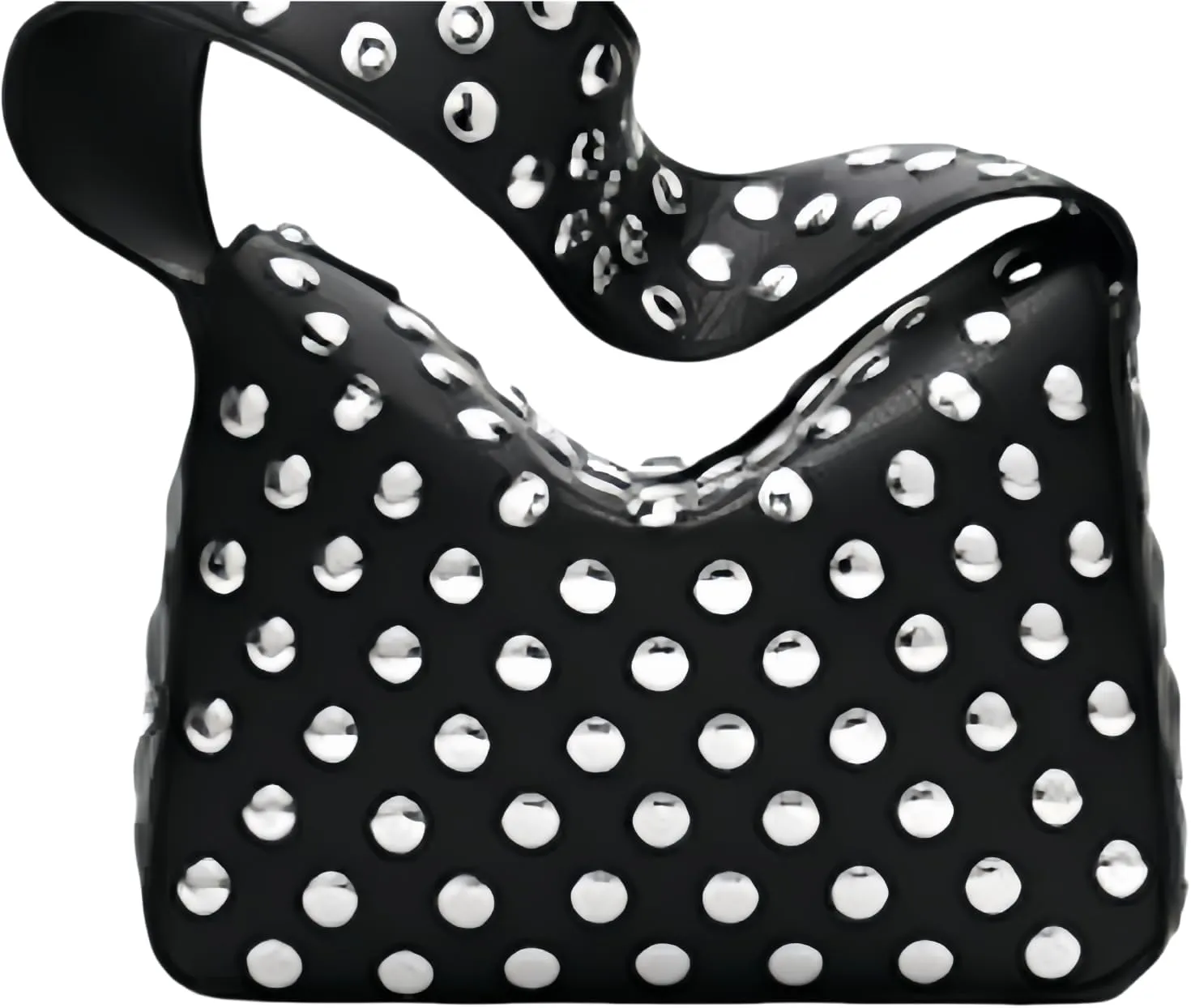 Women's Small Shoulder Faux Leather Hobo Clutch Bag Shoulder Bag Y2K Fashion Purse，Black and White Polka Dot Shoulder Bag