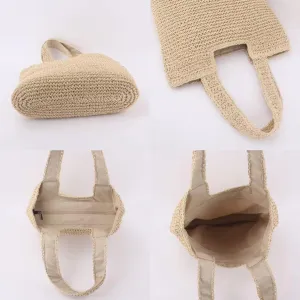 Women's Straw Beach Bag - Summer Straw Handbag, Woven Handbag, Fishing Net Beach Bag, Single Shoulder Crossbody Bag