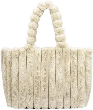 Women's Tote Handbag Fleece Shoulder Bag Hobo Tote Bag Faux Fur Retro Casual Clutch Cute