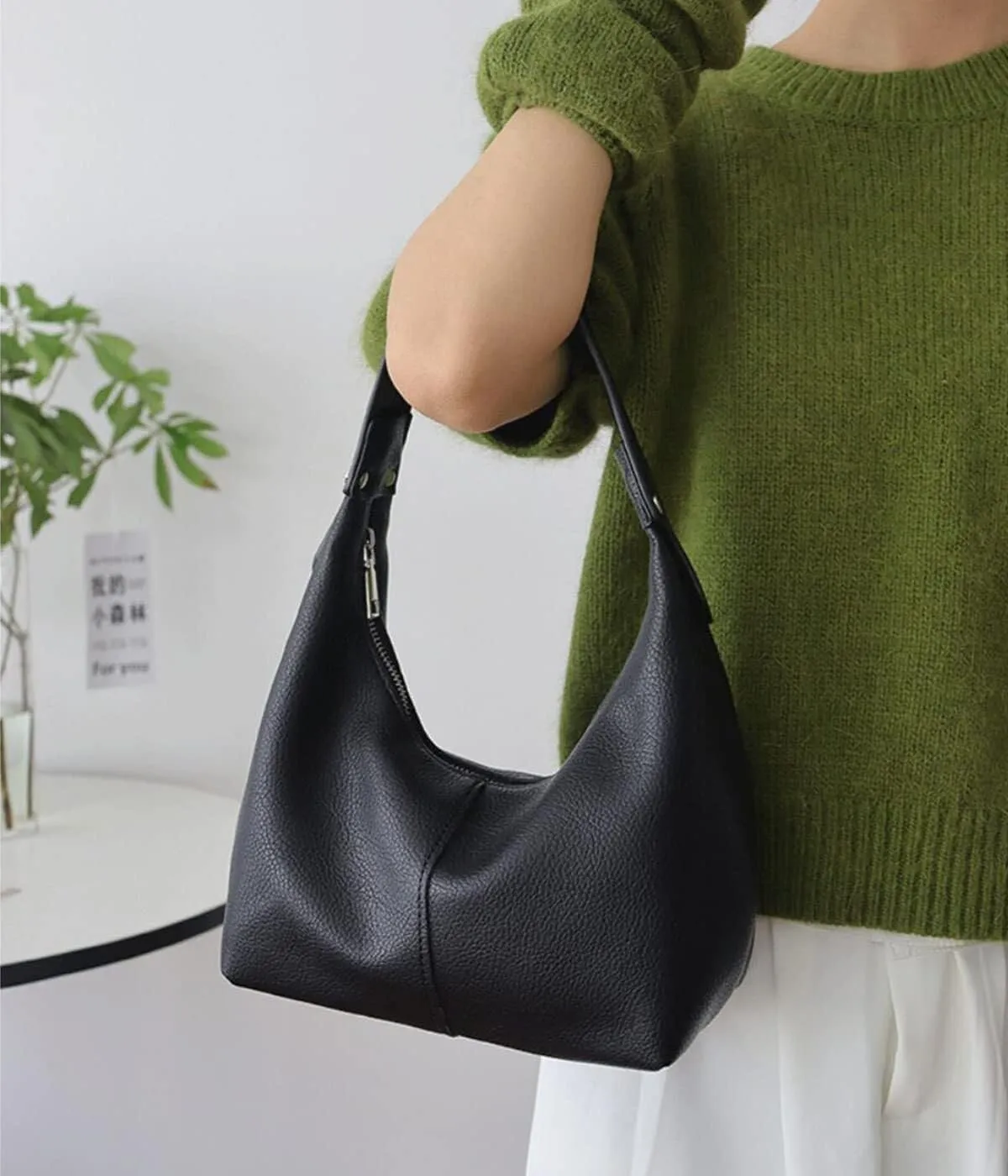 Women's Vintage-Style Hobo Bag Ethical Vegan Leather Tote with Shoulder & Clutch Wear Options