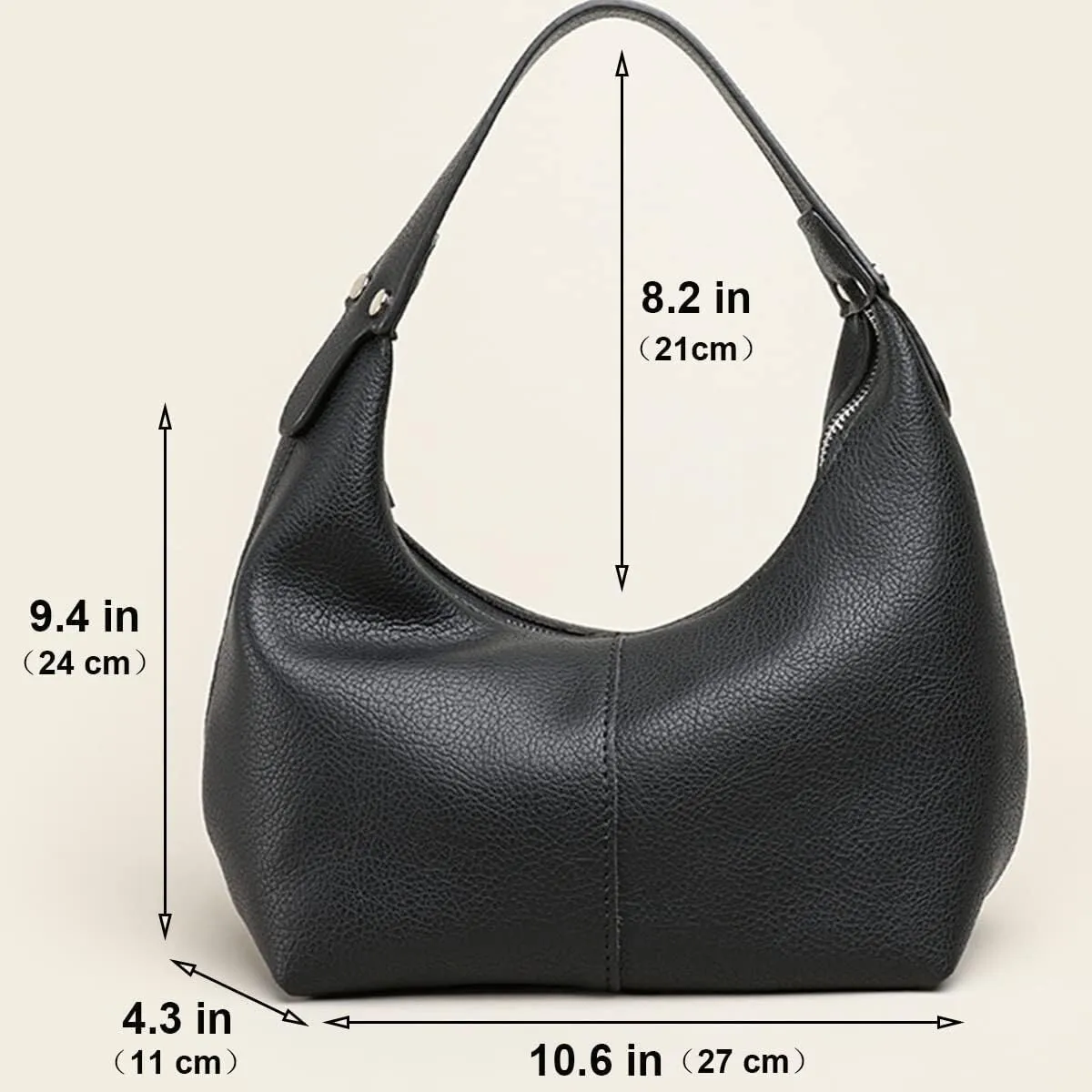 Women's Vintage-Style Hobo Bag Ethical Vegan Leather Tote with Shoulder & Clutch Wear Options