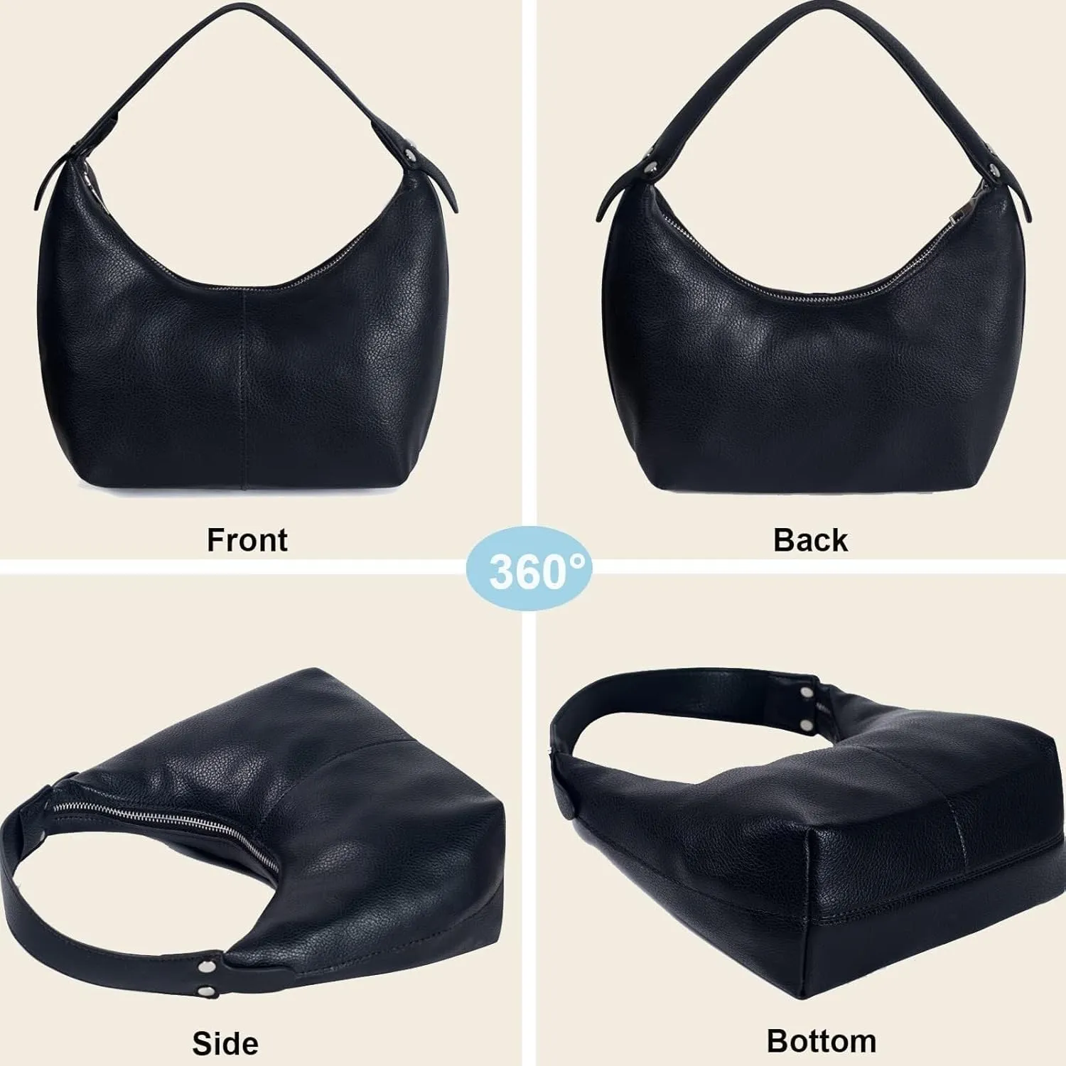 Women's Vintage-Style Hobo Bag Ethical Vegan Leather Tote with Shoulder & Clutch Wear Options