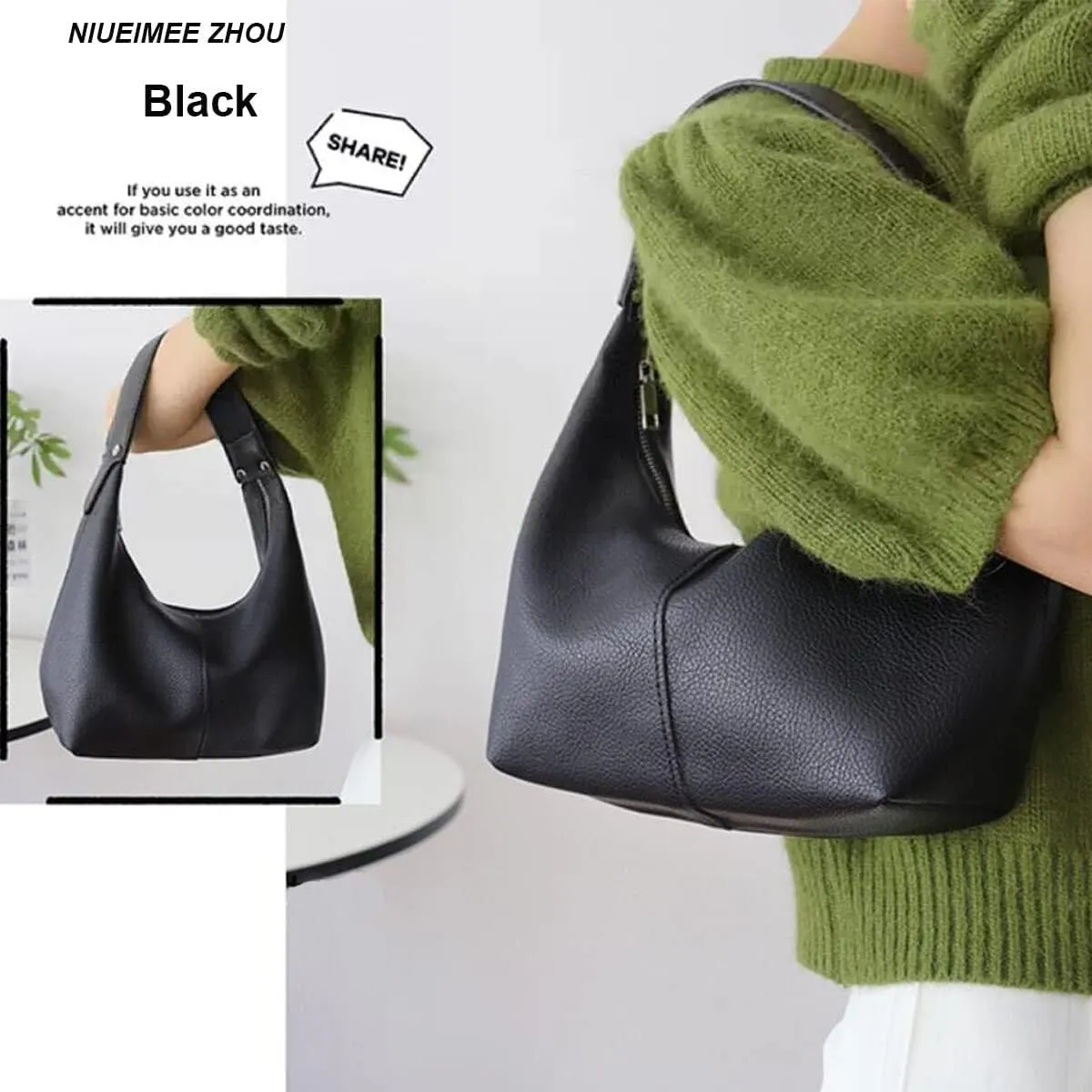 Women's Vintage-Style Hobo Bag Ethical Vegan Leather Tote with Shoulder & Clutch Wear Options