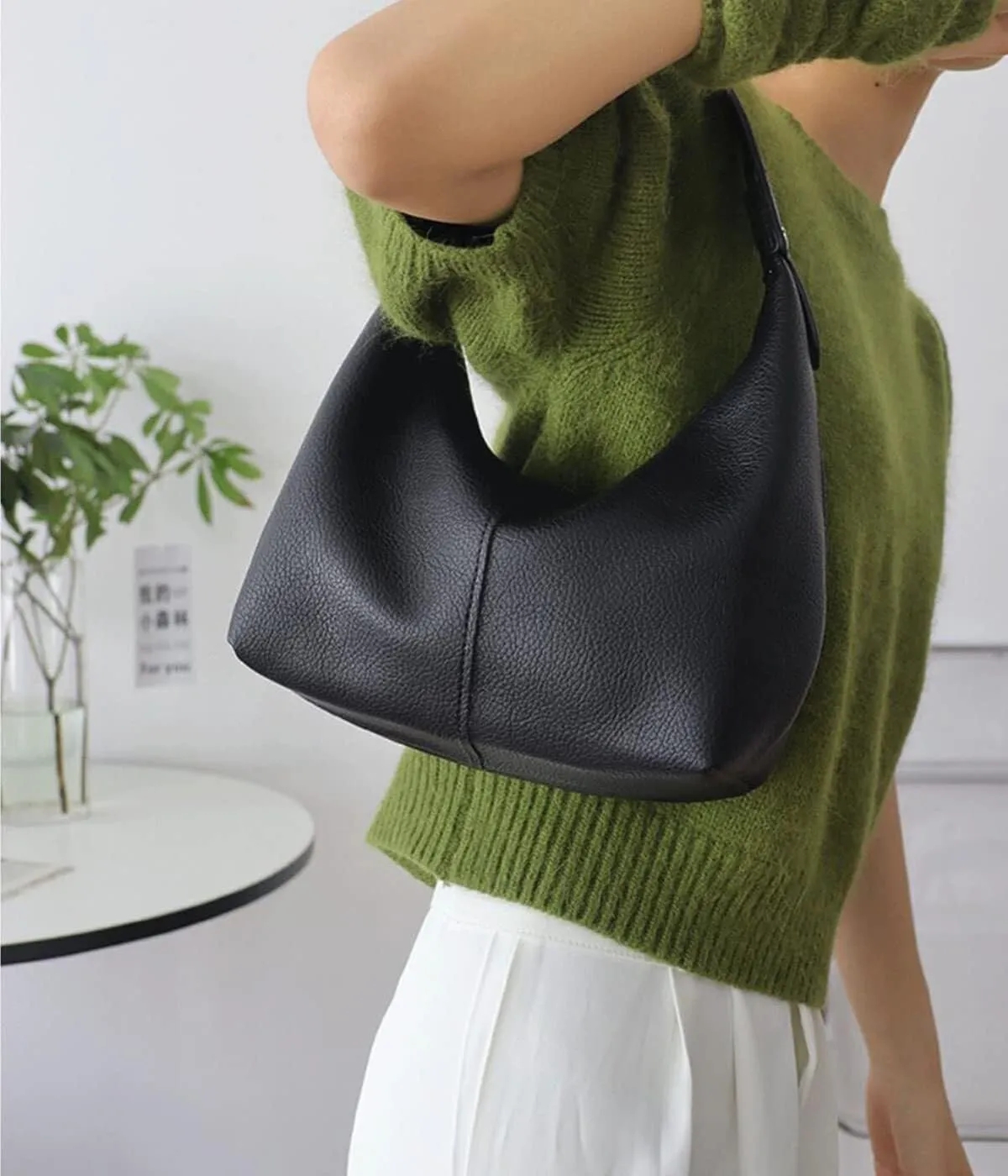 Women's Vintage-Style Hobo Bag Ethical Vegan Leather Tote with Shoulder & Clutch Wear Options