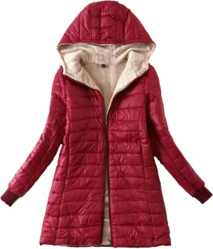 Womens Winter Coats Lightweight Puffer Jacket Fleece Lining Sherpa Jacket Casual Slim Mid-Length Fashion Outerwear