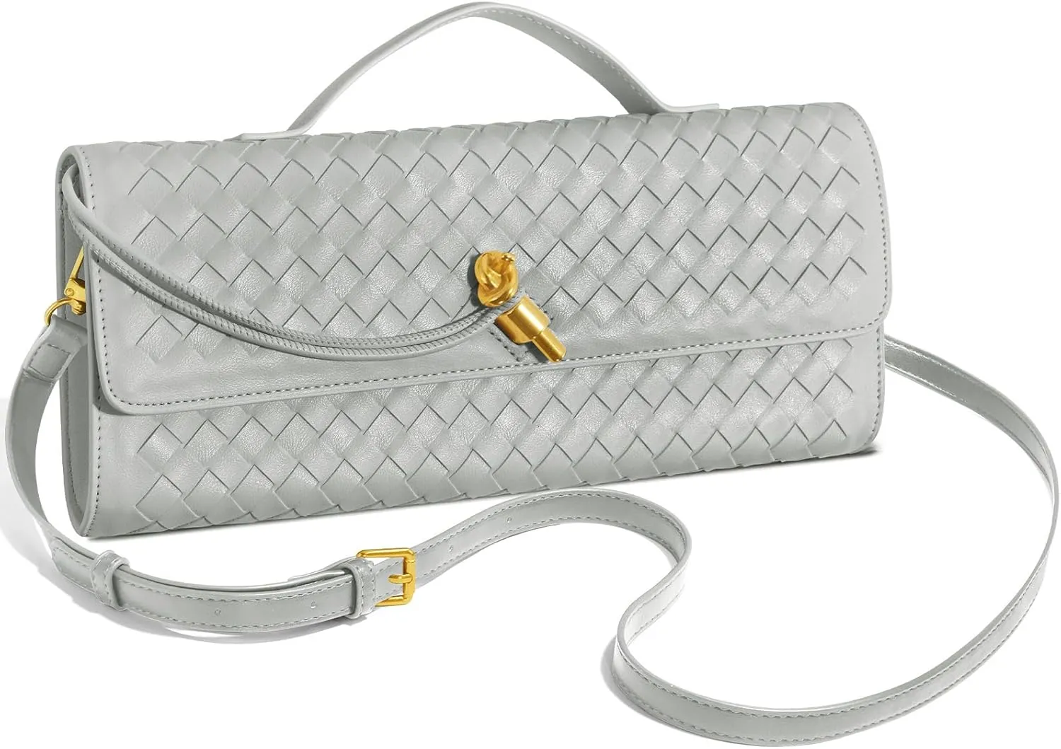 Woven Clutch Purses for Women, Leather Evening Bag Shoulder Handbag Formal Satchel Crossbody Purse Party Bag