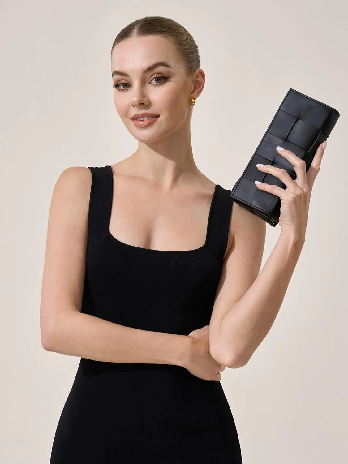 Woven Clutch Purses for Women - Sleek Shoulder Handbag for Evening, Formal Events, Wedding, Party, Special Occasions