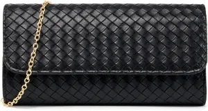 Woven Evening Bag Clutch Purses for Women Fashion PU Leather Crossbody Purse for Wedding Party and Prom