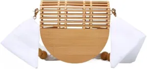 Woven Retro Chain Straw Rattan Semicircle Hollow Handbag Vacation Beach Holiday Shoulder Crossbody Bag Versatile Chic