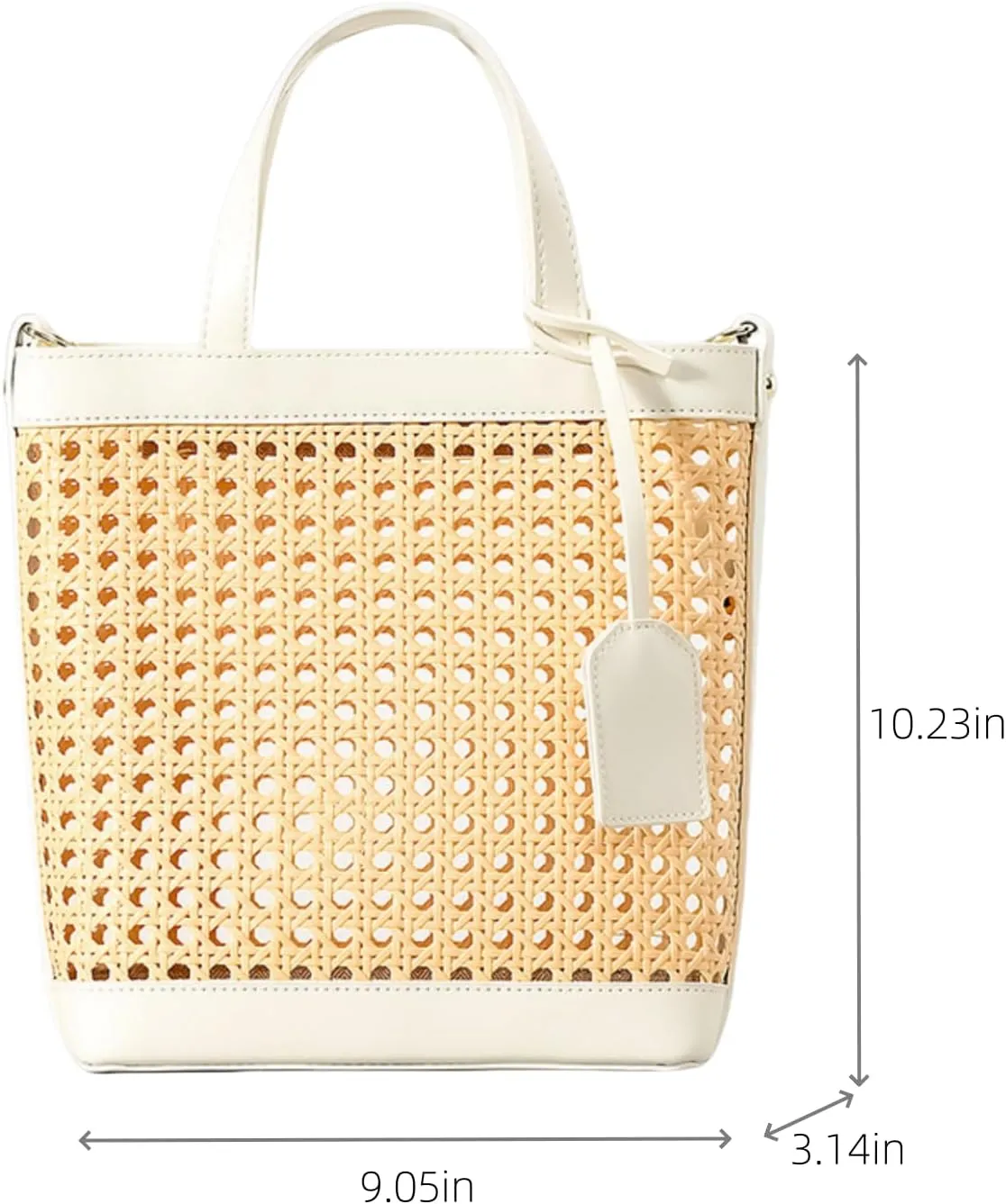 Woven Straw Beach Bag for Women, Summer Bucket Bag Top-handle Tote Handbag Drawstring Rattan Purses