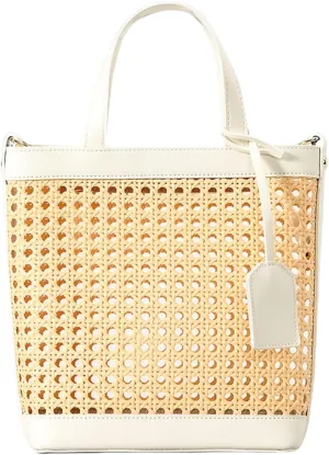 Woven Straw Beach Bag for Women, Summer Bucket Bag Top-handle Tote Handbag Drawstring Rattan Purses