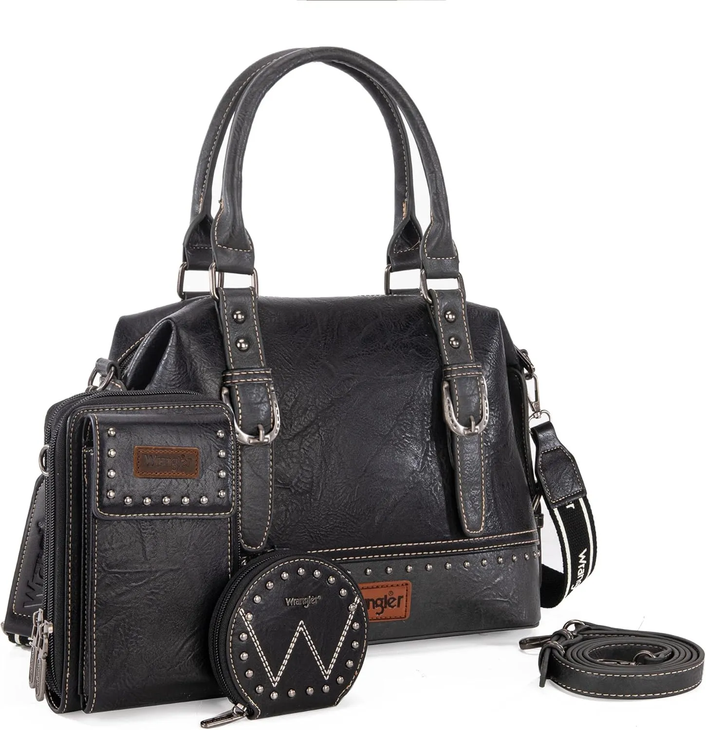 Wrangler 3Pcs Doctor Bag Sets for Women Top-handle Satchel Bag with Cell Phone Handbag and Coin Purse