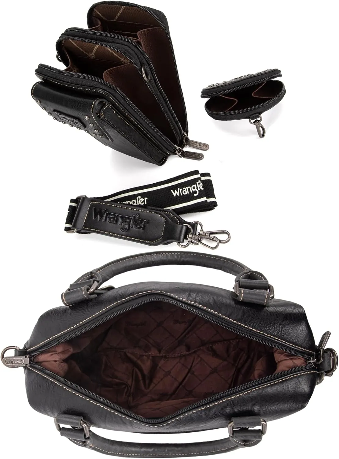 Wrangler 3Pcs Doctor Bag Sets for Women Top-handle Satchel Bag with Cell Phone Handbag and Coin Purse
