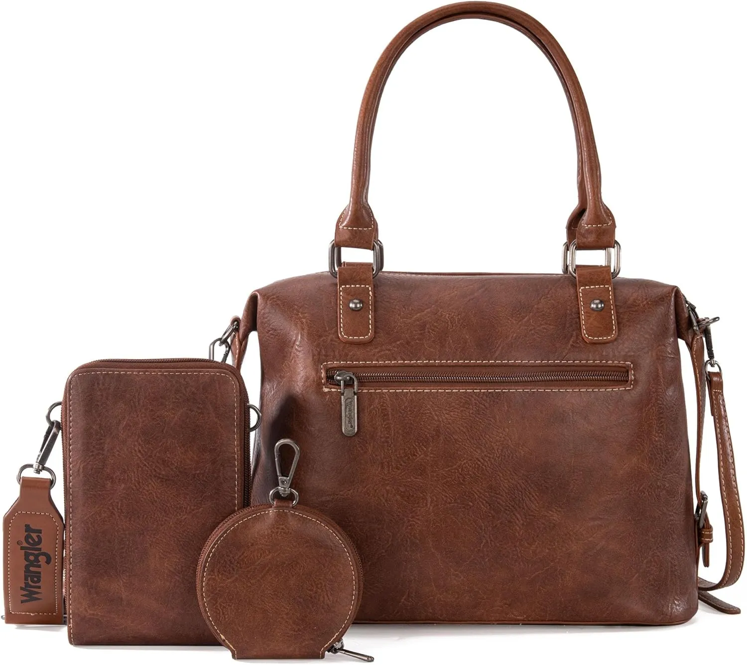 Wrangler 3Pcs Doctor Bag Sets for Women Top-handle Satchel Bag with Cell Phone Handbag and Coin Purse