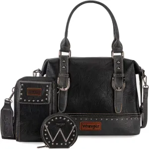Wrangler 3Pcs Doctor Bag Sets for Women Top-handle Satchel Bag with Cell Phone Handbag and Coin Purse