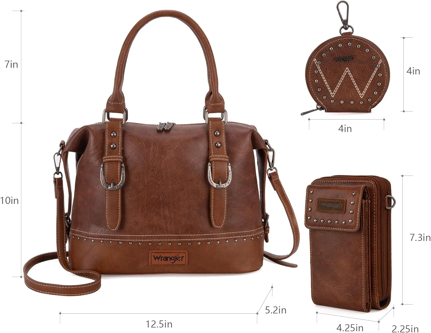 Wrangler 3Pcs Doctor Bag Sets for Women Top-handle Satchel Bag with Cell Phone Handbag and Coin Purse