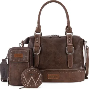 Wrangler 3Pcs Doctor Bag Sets for Women Top-handle Satchel Bag with Cell Phone Handbag and Coin Purse