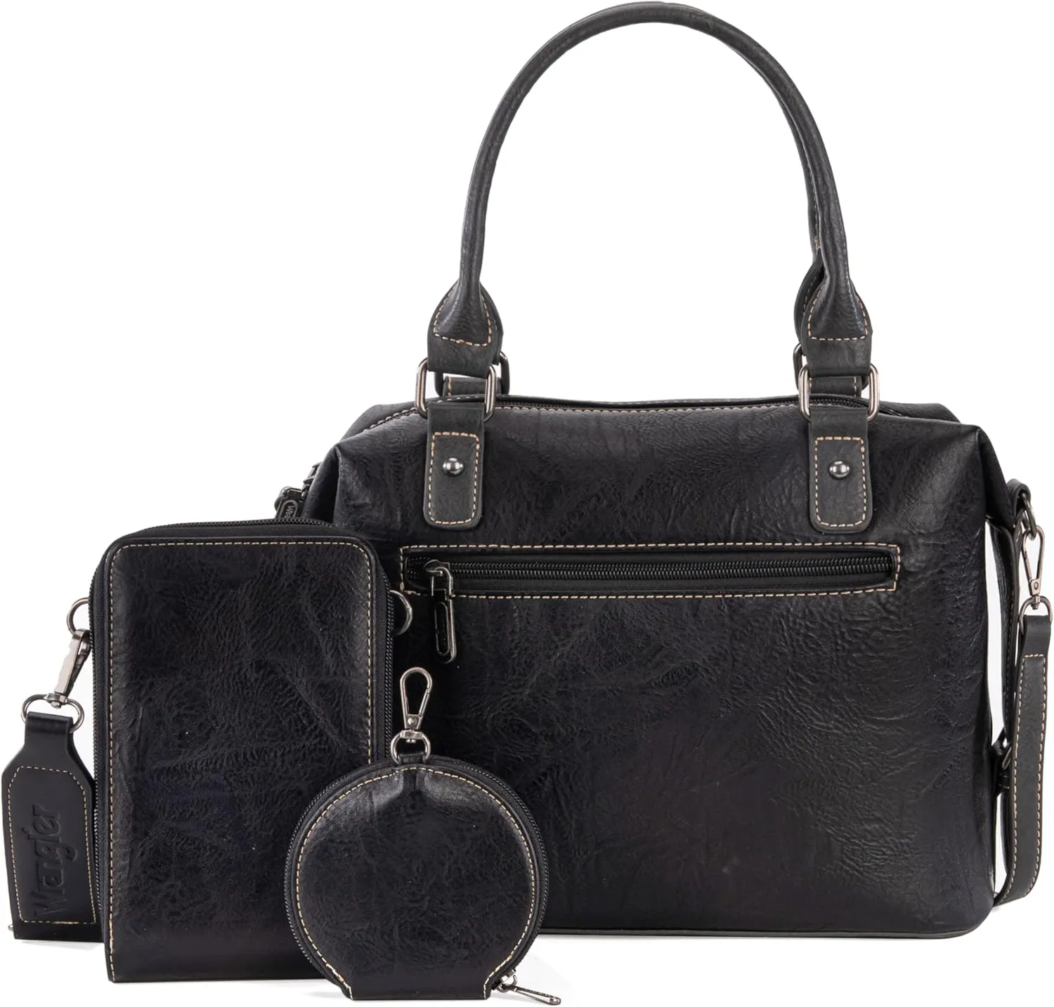 Wrangler 3Pcs Doctor Bag Sets for Women Top-handle Satchel Bag with Cell Phone Handbag and Coin Purse