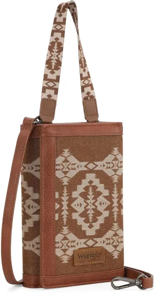 Wrangler Wristlet Wallets for Women Aztec Shoulder Bag Clutch Purses with Cellphone Bag