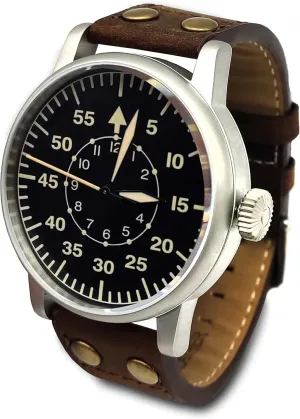 WW2 Military Watch - Vintage Luftwaffe Watch, Swiss-Quartz Movement with Genuine Leather Strap and 10 ATM Water Resistant. The Perfect WW2 Memorabilia. Mens Watches for Ever