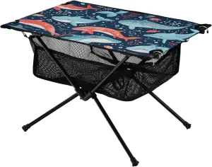xigua Cartoon Whale Folding Camping Table,Portable Camp Table with Carry Bag Beach Table Folding Table for Picnic, Camp,Party,Travel94