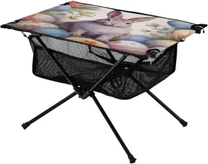 xigua Easter Eggs and Rabbits Folding Camping Table,Portable Camp Table with Carry Bag Beach Table Folding Table for Picnic, Camp,Party,Travel217